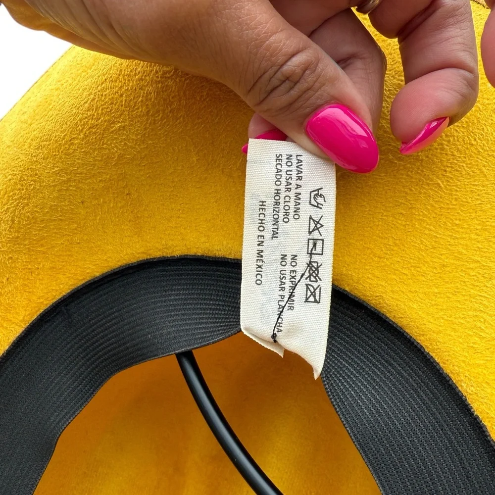 Western Hand‎ Burned Wide Brim Cowboy Hat Yellow Boho Festival Hat